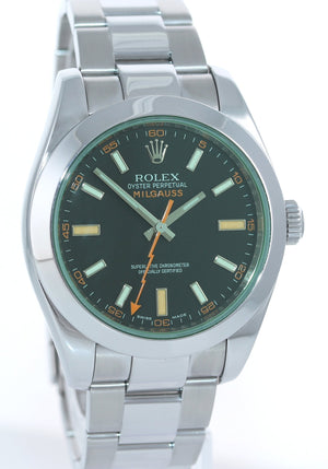 Rolex Milgauss 116400 Steel Green Black Anti-Magnetic Steel 40mm Watch Box