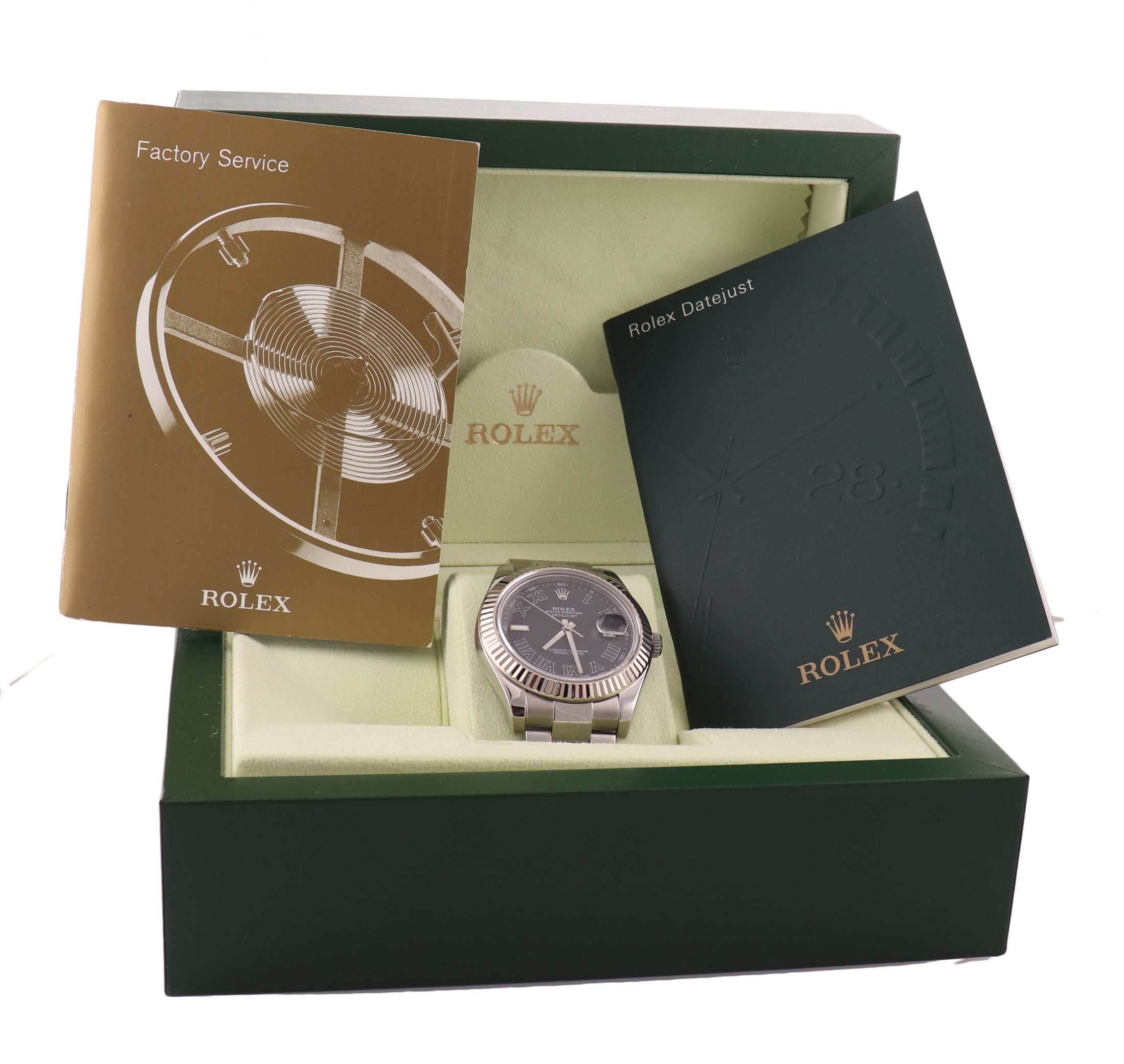 2017 MINT Rolex DateJust 2 Steel Grey Roman Wimbledon 41mm 116334 Watch Box