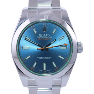2021 Rolex Milgauss Blue Anniversary Green 116400GV Steel 40mm Watch Box