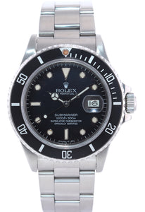 Patina Rolex Submariner Date 16800 Steel Black 40mm Dive Watch Box