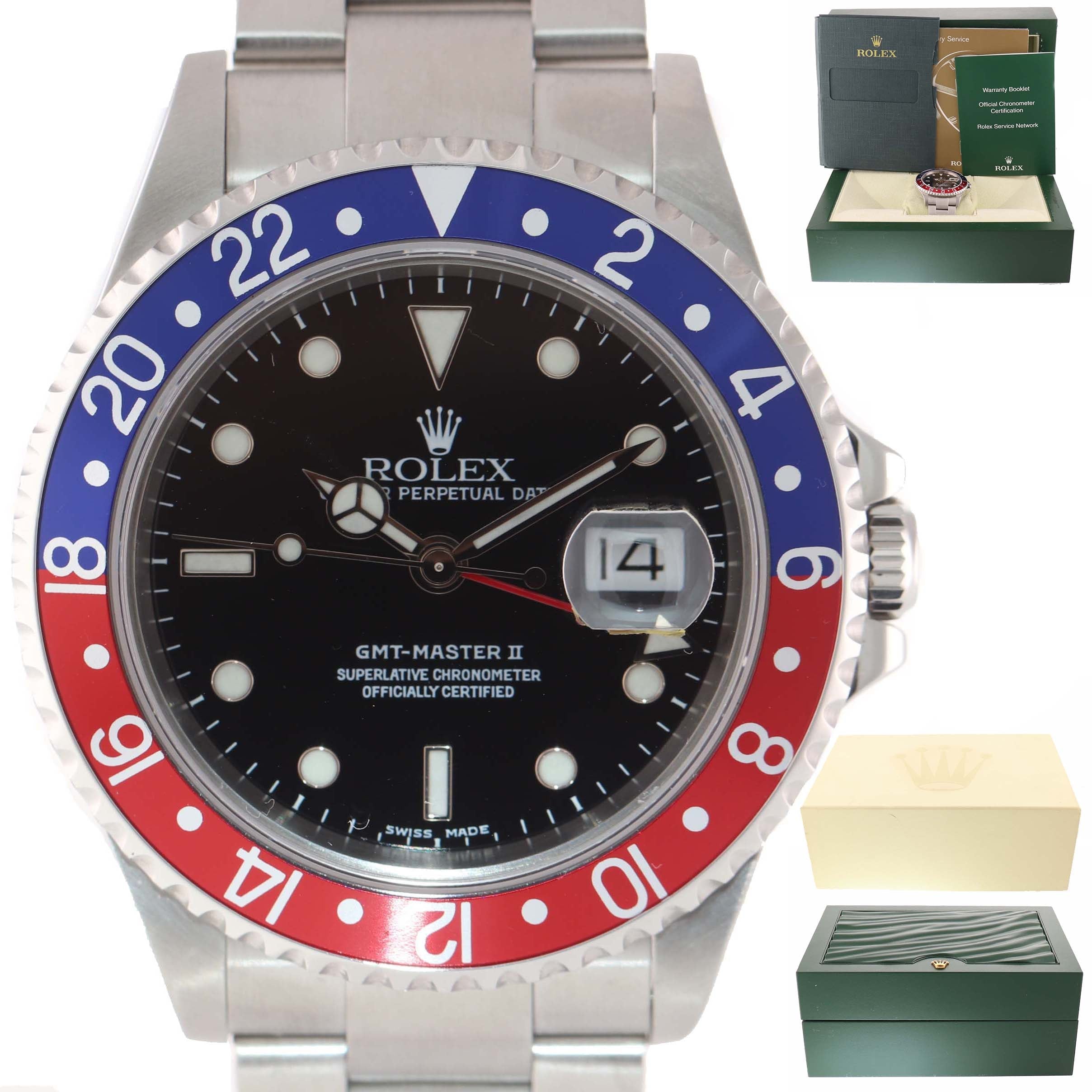 2005 Rolex GMT-Master 2 Pepsi Steel Blue Red 16710 40mm Watch Box