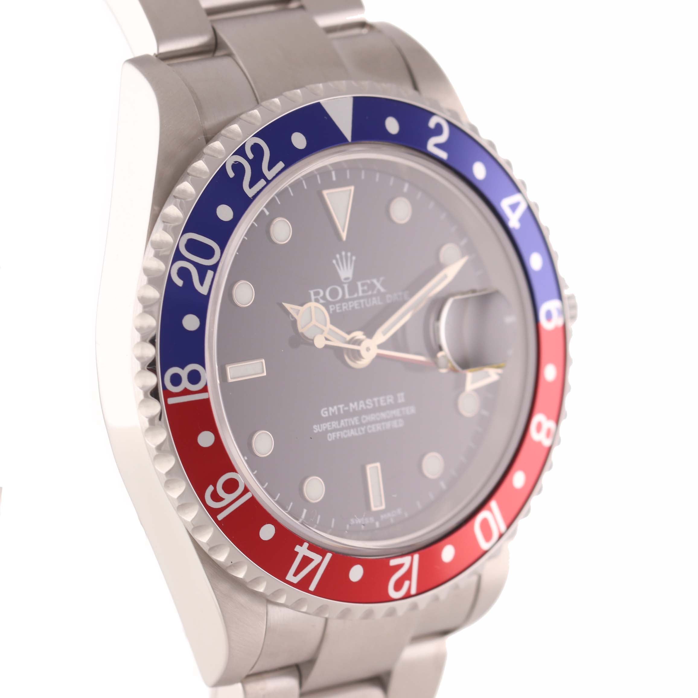 2007 Rolex GMT-Master 2 Pepsi Steel 16710 40mm Watch No Holes Black Dial Watch