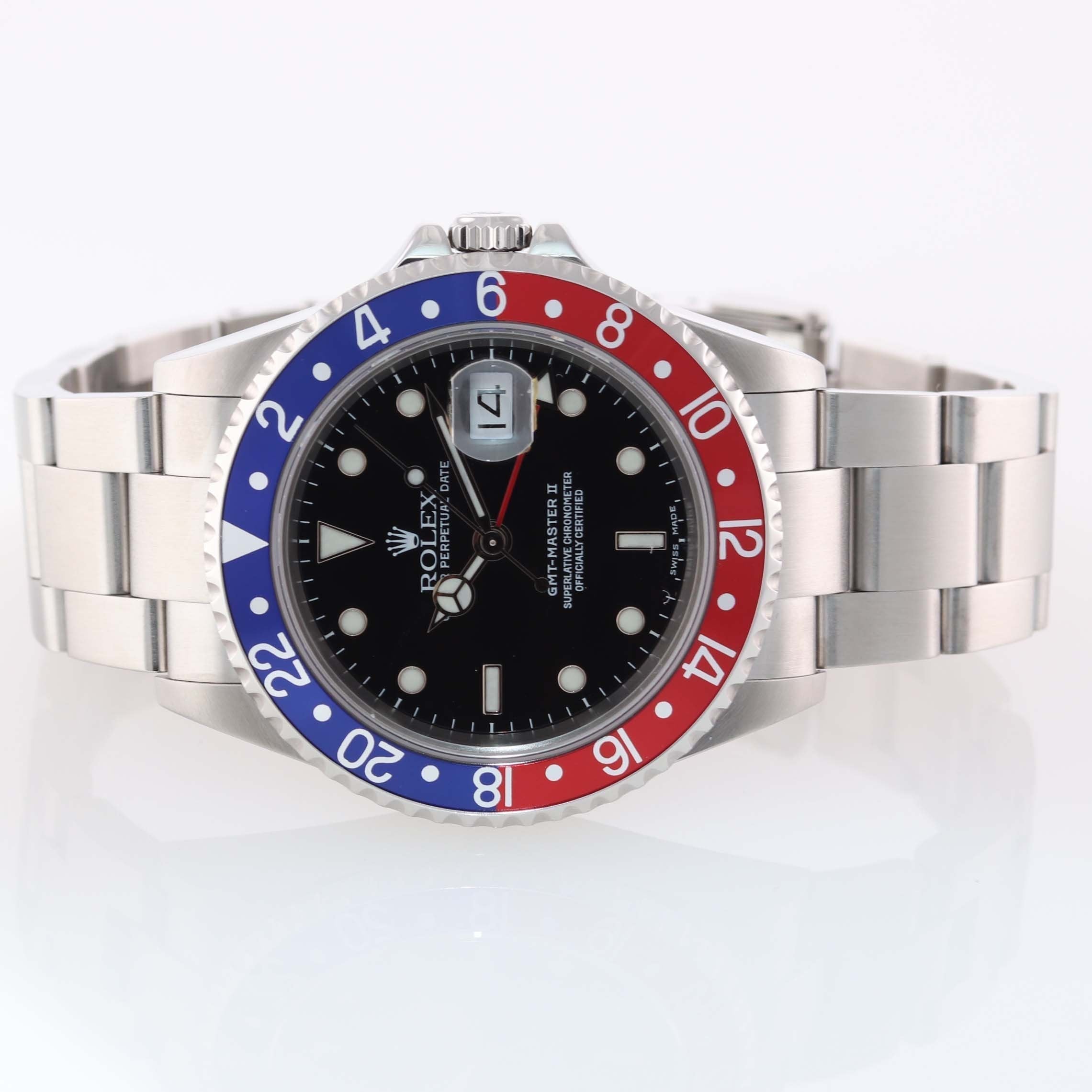 2003 Rolex GMT-Master 2 Pepsi Steel Blue Red NO HOLES 16710 40mm Watch Box