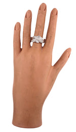 Ladies Estate 14K White Gold 0.95ctw Baguette Cut Diamond Cluster Cocktail Ring