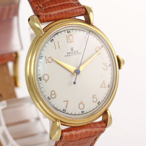 VTG Rolex Precision Solid 18k Yellow Gold 4516 33mm Tear Drop Arabic Dial Watch
