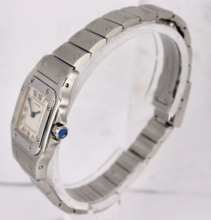 Ladies Cartier Santos 9057930 Ivory White 24mm Quartz Stainless Swiss Watch