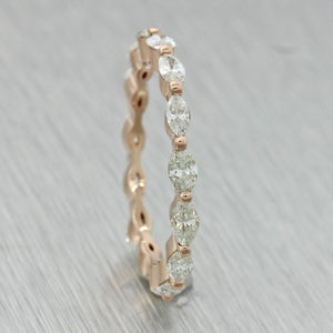 Modern 14k Rose Gold 1.24ctw Marquise Diamond Eternity Wedding Band Ring