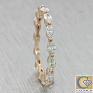 Modern 14k Rose Gold 1.24ctw Marquise Diamond Eternity Wedding Band Ring
