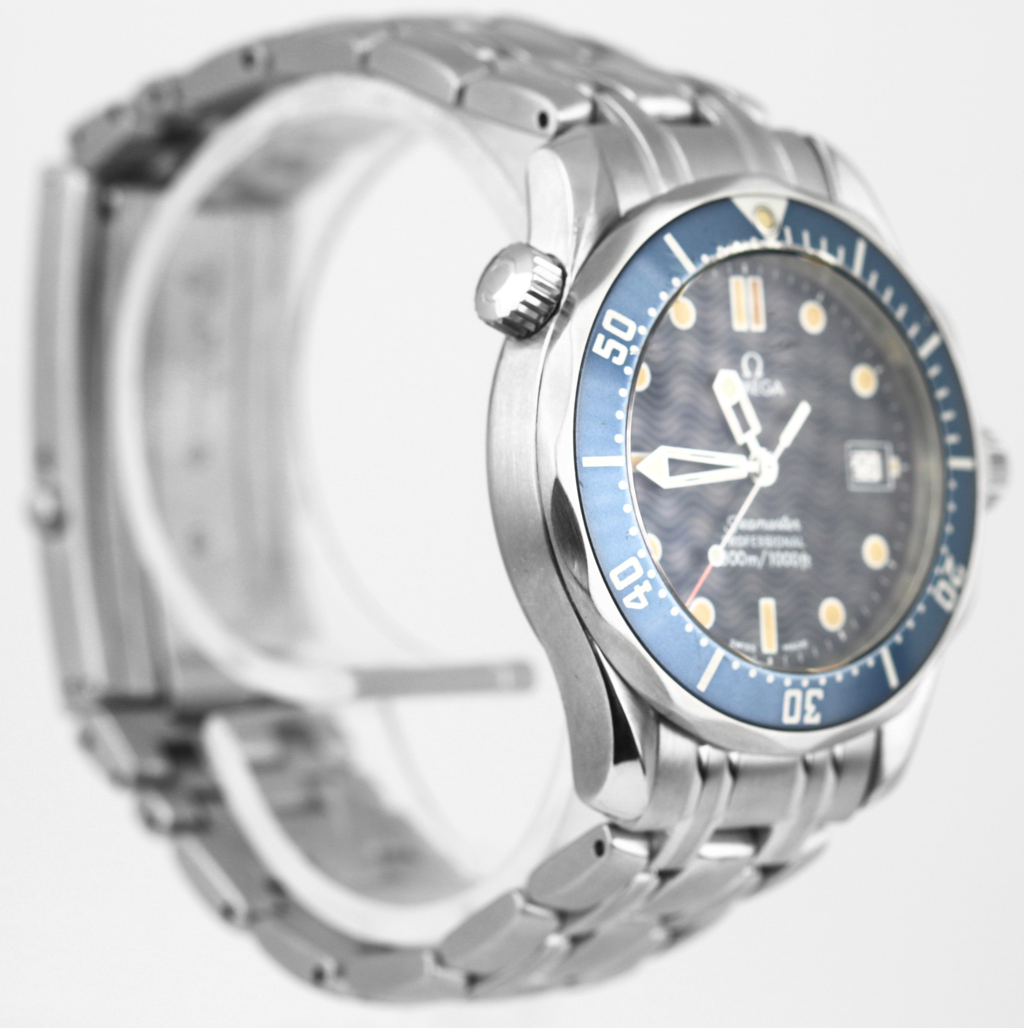 Men's Omega Seamaster Professional 300M 2561.80 Blue Wave Quartz 36mm Watch