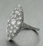 $4,260 Ladies Art Deco Estate Platinum 1.44ctw Diamond Cluster Cocktail Ring
