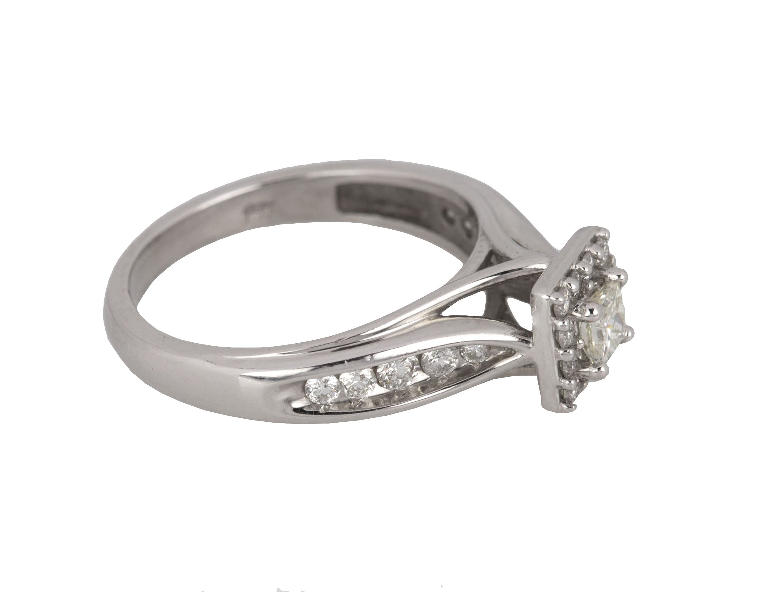 Women's Modern 10k White Gold 0.16 CT Princess Cut Diamond Engagement Ring