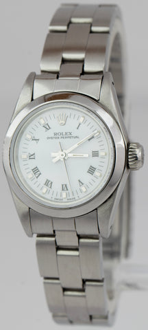 Ladies Rolex Oyster Perpetual White Roman Stainless Oyster 24mm Watch 67180