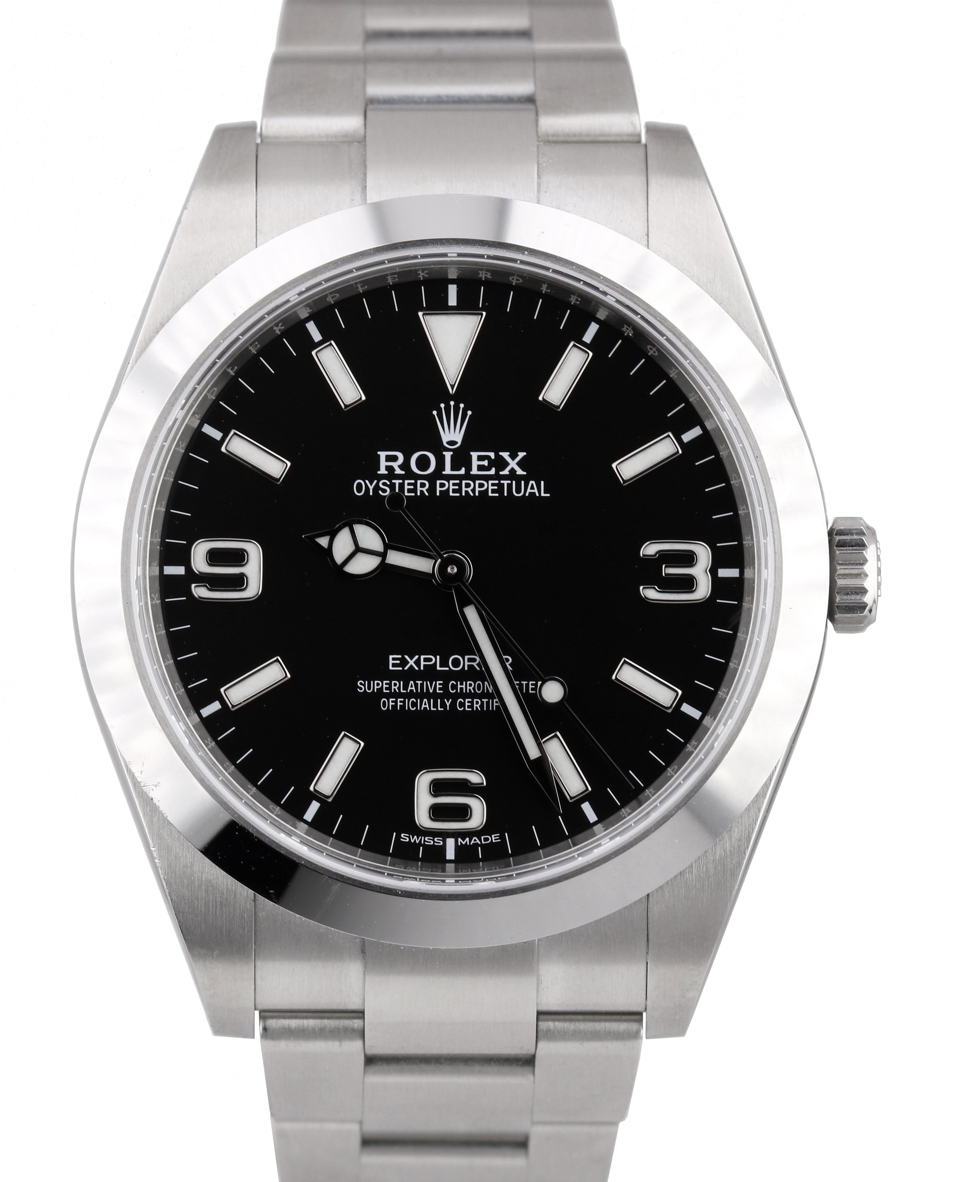 2019 UNPOLISHED Rolex Explorer I Black 3-6-9 FULL LUME 39mm 214270 Steel Watch
