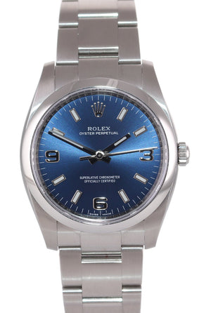 2019 PAPERS Rolex Oyster Perpetual Blue Arabic 114200 Steel Watch Box