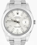 Men's Rolex DateJust II 41mm 116300 Dial Silver Smooth Bezel Stainless Watch