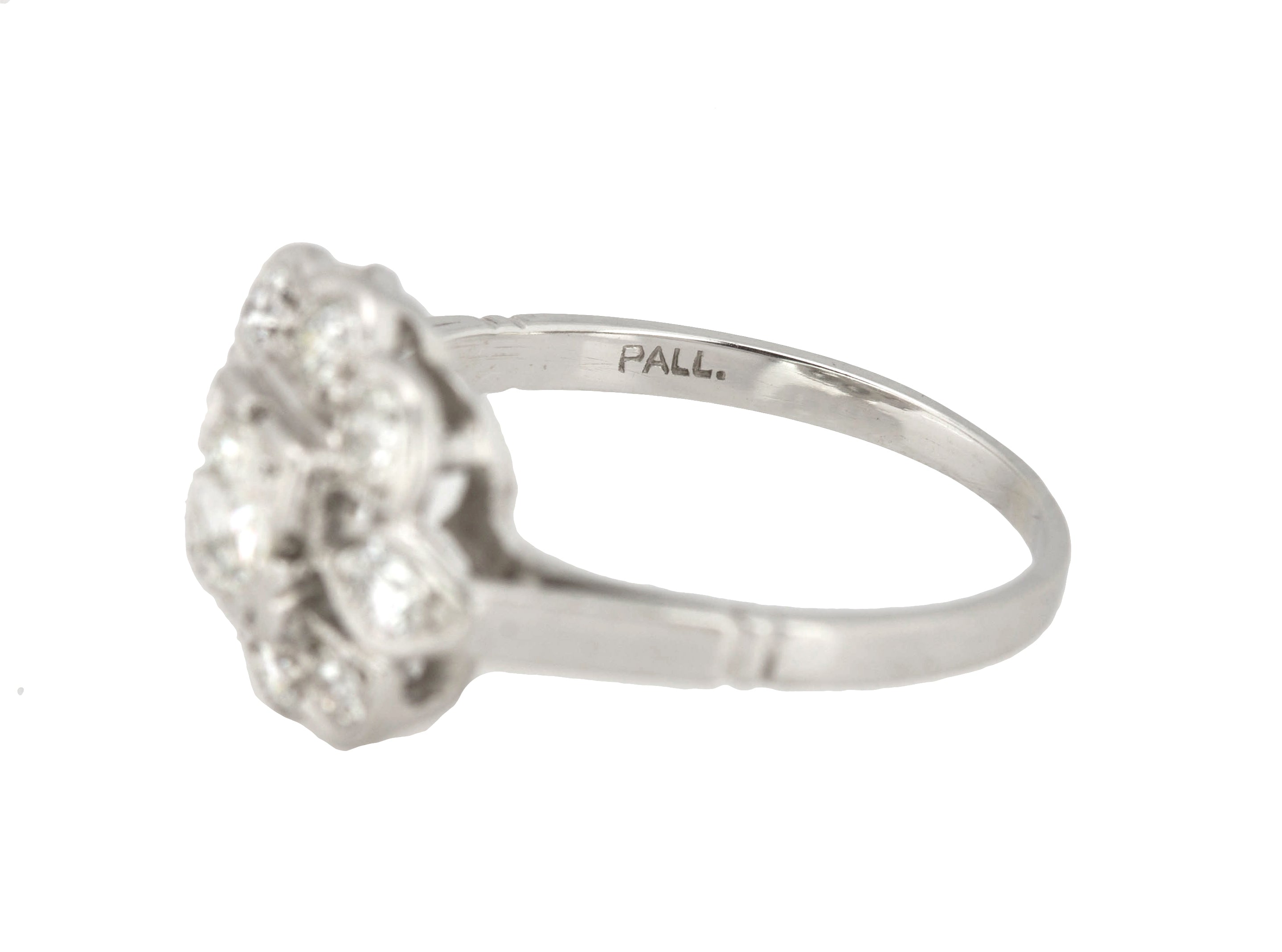 Women's Antique Art Deco Palladium 0.98ctw Old Mine Cut Diamond Cocktail Ring