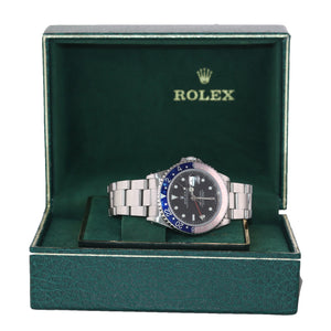 PATINA FADED Rolex GMT-Master II Pepsi Steel Blue Red 16710 Watch Box