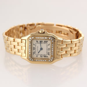 Ladies Cartier Panthere Diamond Ivory Roman 18k Yellow Gold 22mm 1280 Watch