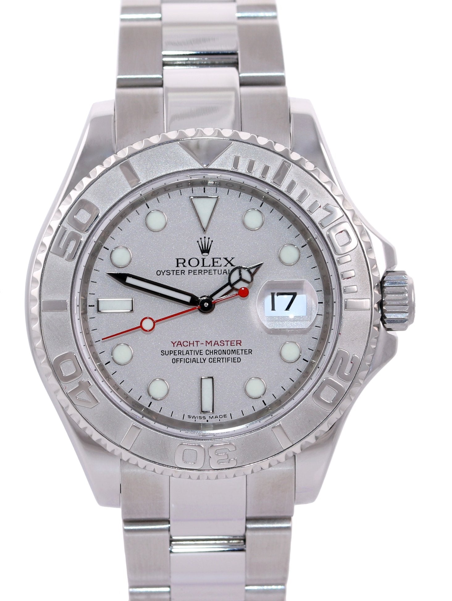 2008 Rolex Yacht-Master 16622 Steel Platinum Dial Engraved Rehaut Watch Box