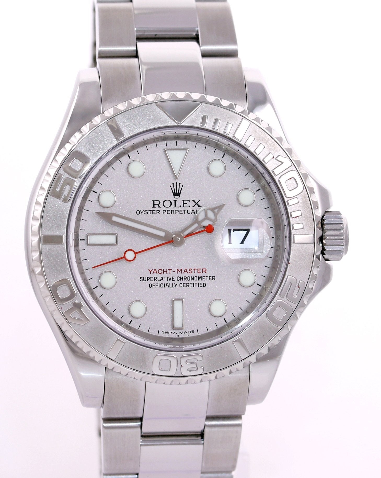 2008 Rolex Yacht-Master 16622 Steel Platinum Dial Engraved Rehaut Watch Box