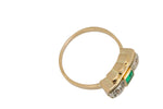 Women's Antique Estate 14K Yellow Gold 0.40ctw Diamond Emerald Cocktail Ring
