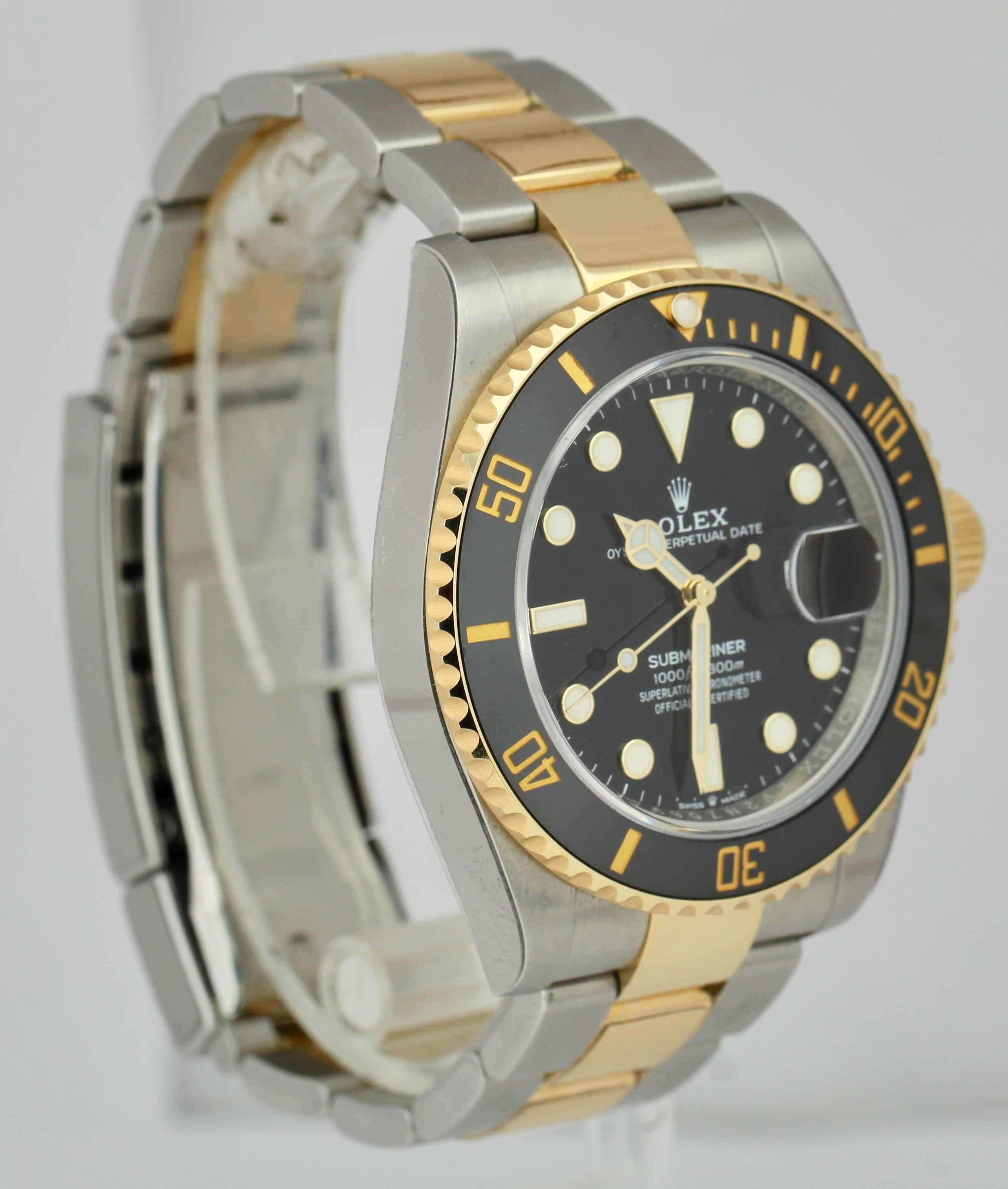 2021 Rolex Submariner Date 41mm Ceramic Two-Tone Gold Black Watch 126613 LN
