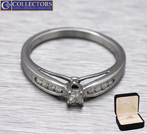 Zales Modern 10K White Gold 0.23ctw Princess Cut Diamond Engagement Ring