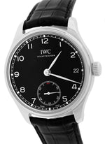 2014 IWC Portuguese Hand Wound Eight Days 43mm Black Steel Watch IW510202 5102