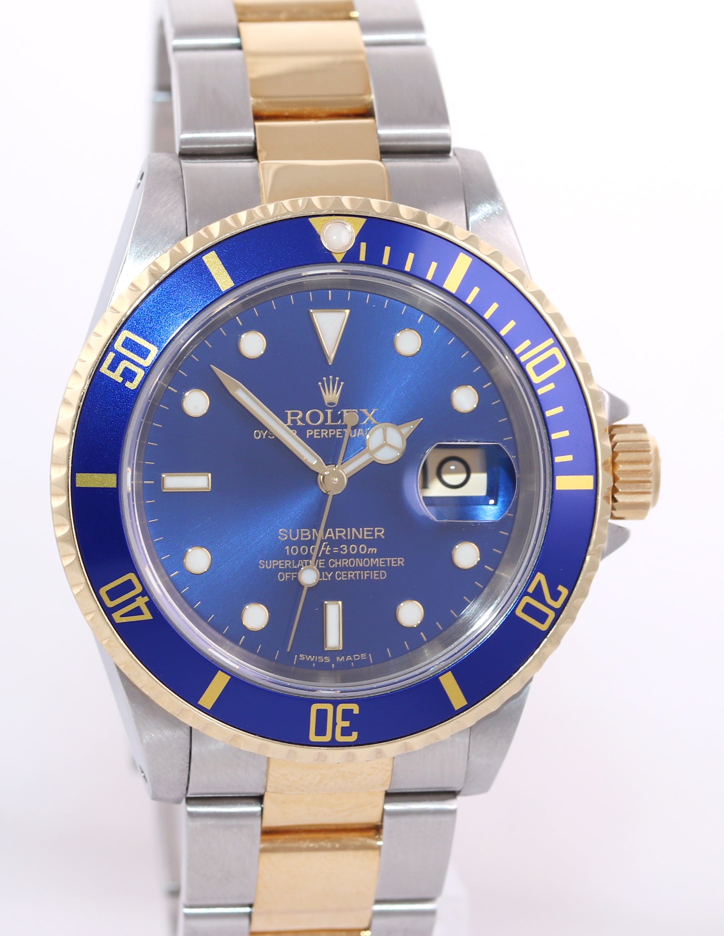 2018 RSC PAPERS Rolex Submariner 16613 Two Tone Steel 18k Gold Blue Watch Box