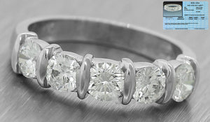 $7,750 Ladies Vintage Estate Platinum 1.50ctw Diamond Half Circle Wedding Band