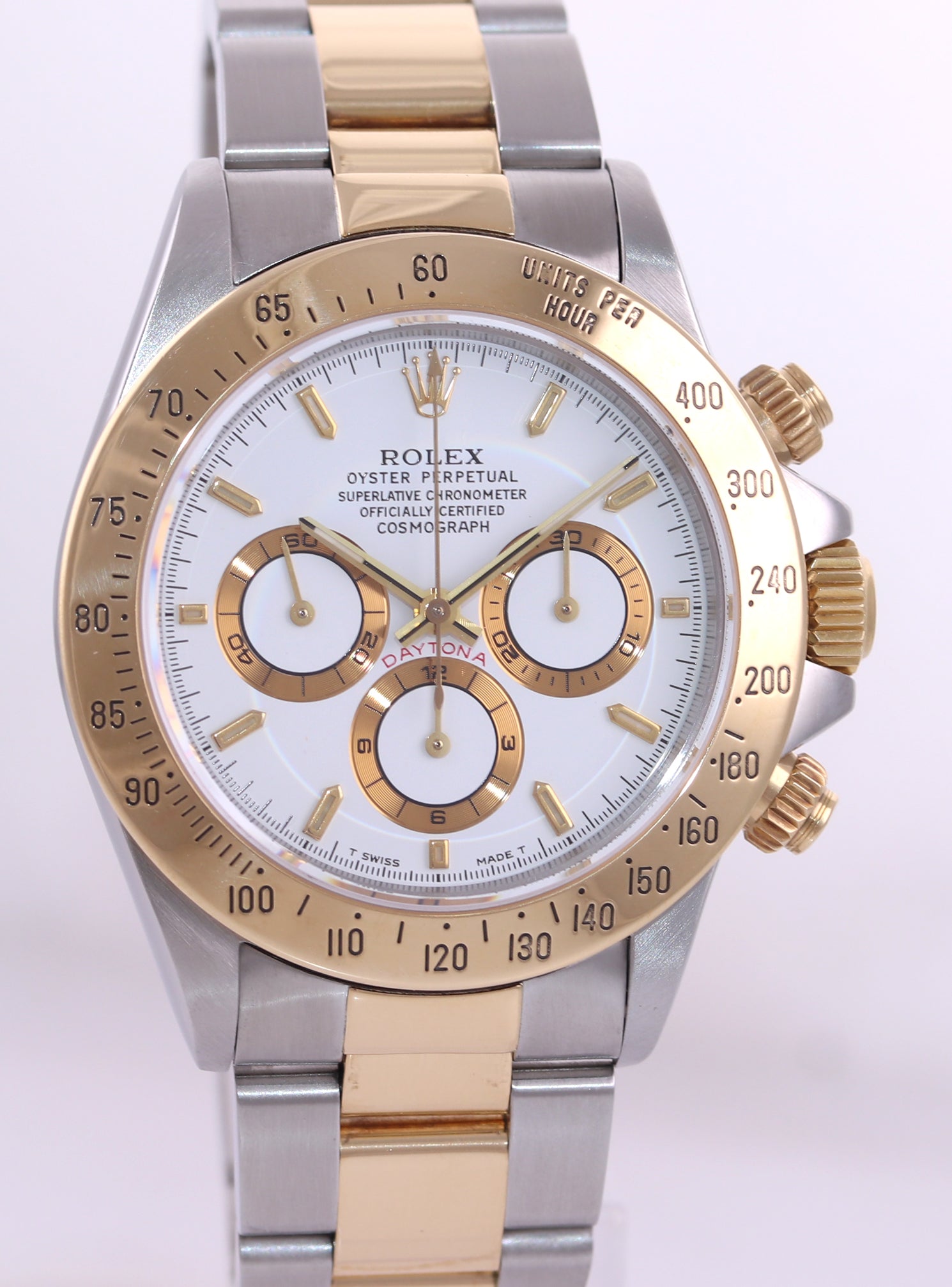 1995 Rolex Daytona 16523 Zenith White Chrono Two Tone Steel Yellow Gold Watch