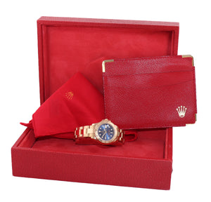 MINT Yellow GOLD Ladies Rolex Yacht-Master 69628 Blue Dial 29mm Watch Box