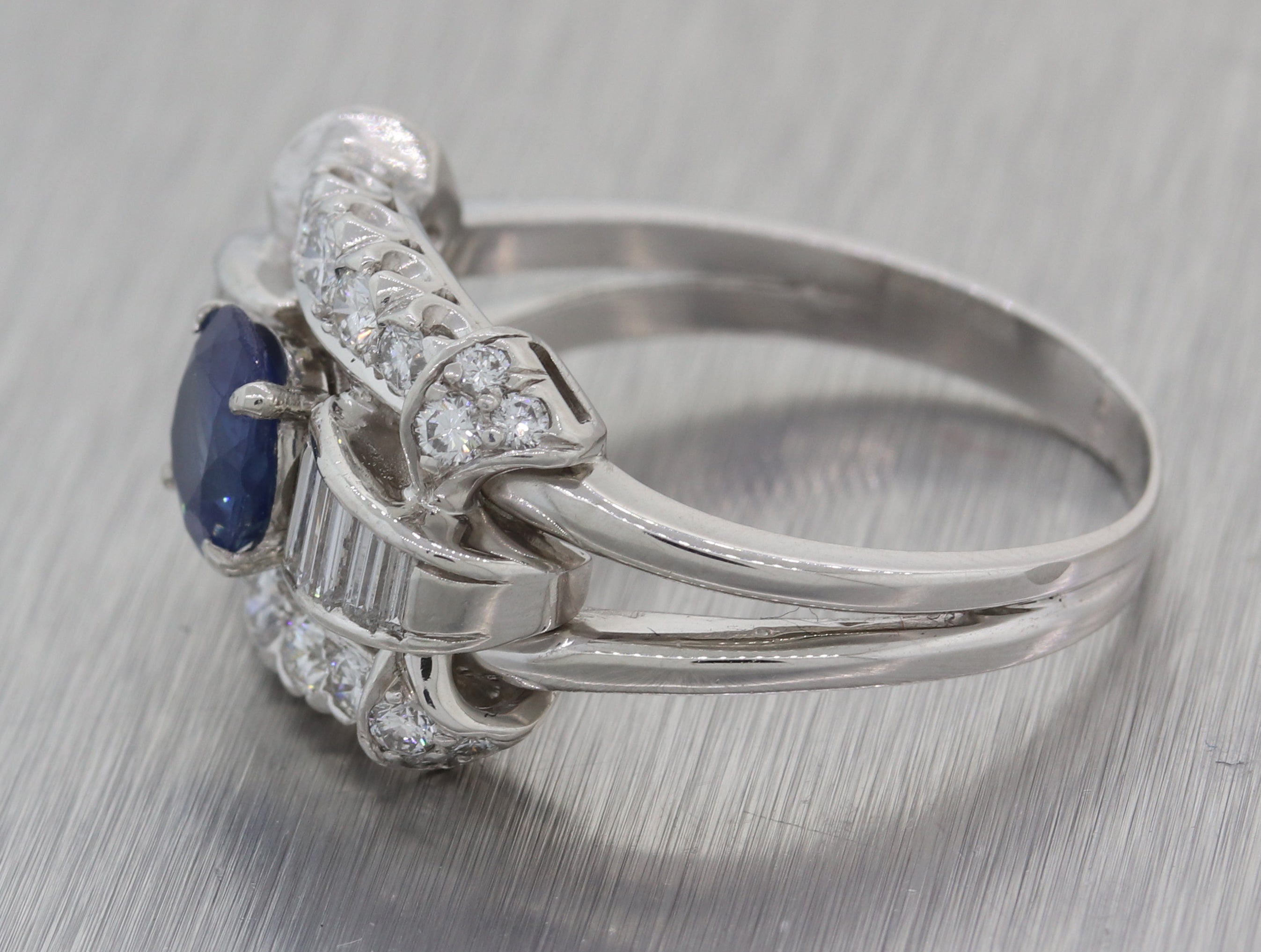 1940s Platinum 2.02ct Unheated Ceylon Sapphire Diamond Engagement Ring EGL M8