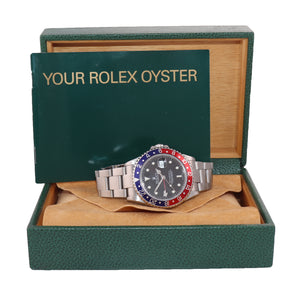 Rolex GMT-Master 2 Pepsi 40mm Steel 16710 NO HOLES Black Watch Box