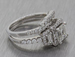 18k White Gold 1.95ctw Diamond Asscher Diamond Wedding Ring Set EGL $13400