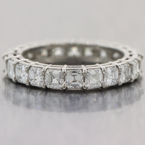 Modern Platinum 3.27ctw Ascher Cut Diamond Wedding Band Ring