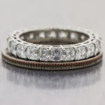 Modern Platinum 3.27ctw Ascher Cut Diamond Wedding Band Ring