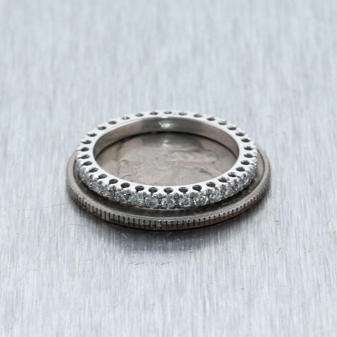 Modern Platinum 0.79ctw Diamond Eternity Wedding Band Ring