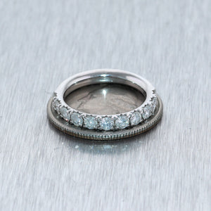 Modern 18k White Gold 1.10ctw Diamond Wedding Band Ring