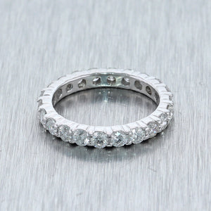 Modern 14k White Gold 1.62ctw Diamond Eternity Wedding Band Ring