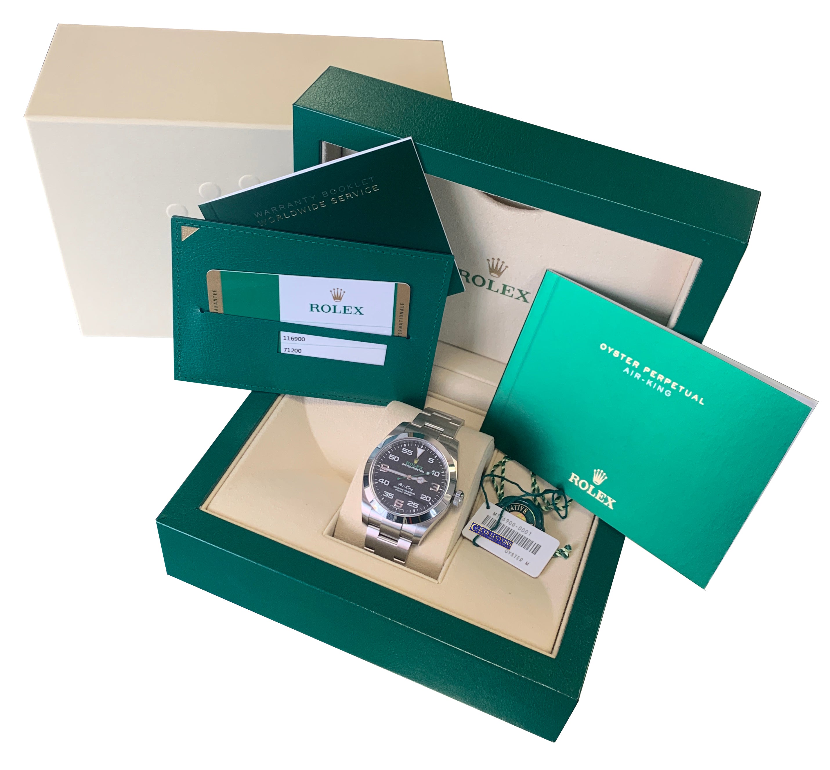 NEW NOVEMBER 2019 Rolex Air-King 40mm Green Black Arabic Stainless 116900 Watch