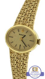 Ladies Vintage Rolex Italian 14K Yellow Gold 0585 21mm Manual Mesh Dress Watch