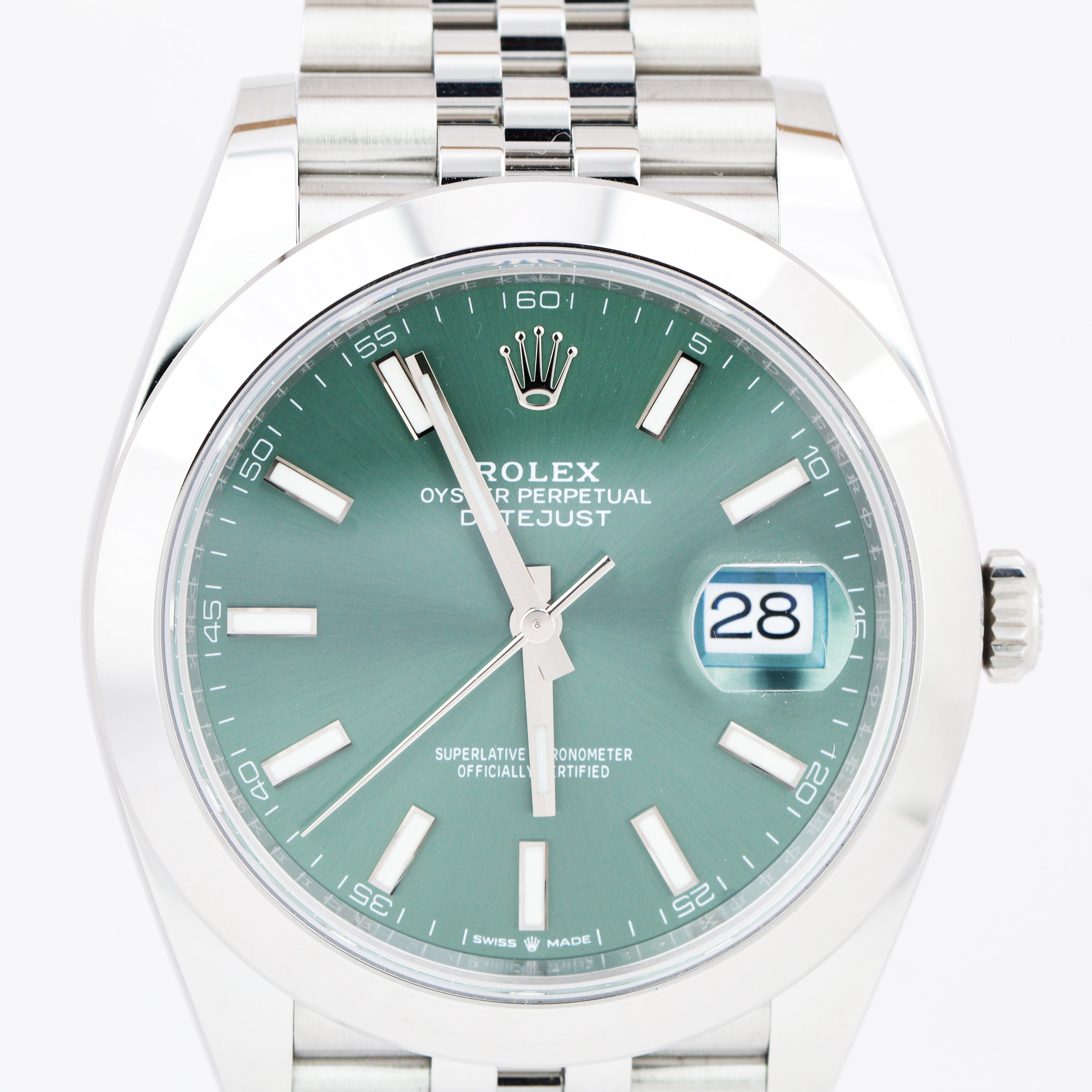 MARCH 2023 NEW Rolex DateJust 41 GREEN 41mm JUBILEE Stainless 126300 Watch B&P