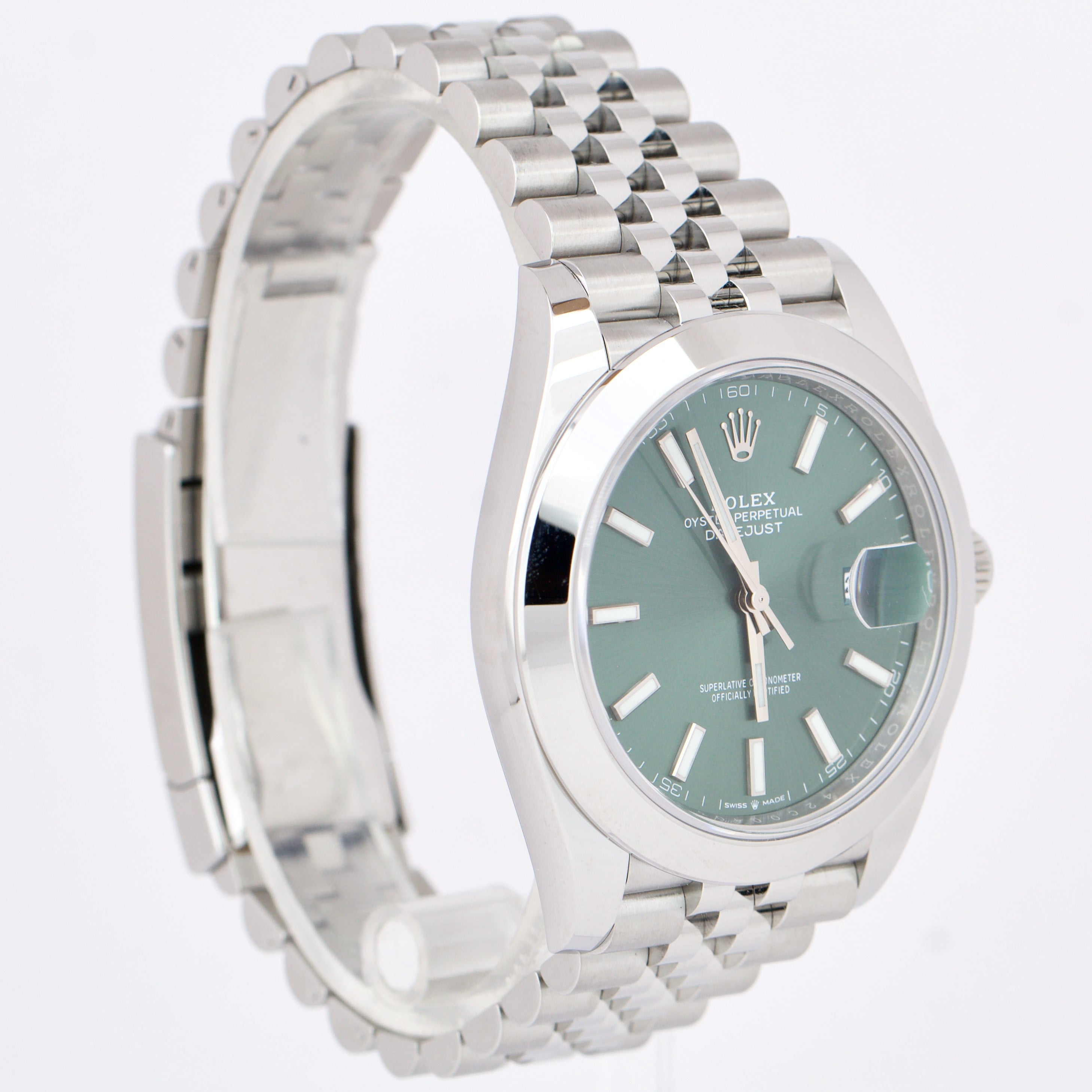 MARCH 2023 NEW Rolex DateJust 41 GREEN 41mm JUBILEE Stainless 126300 Watch B&P