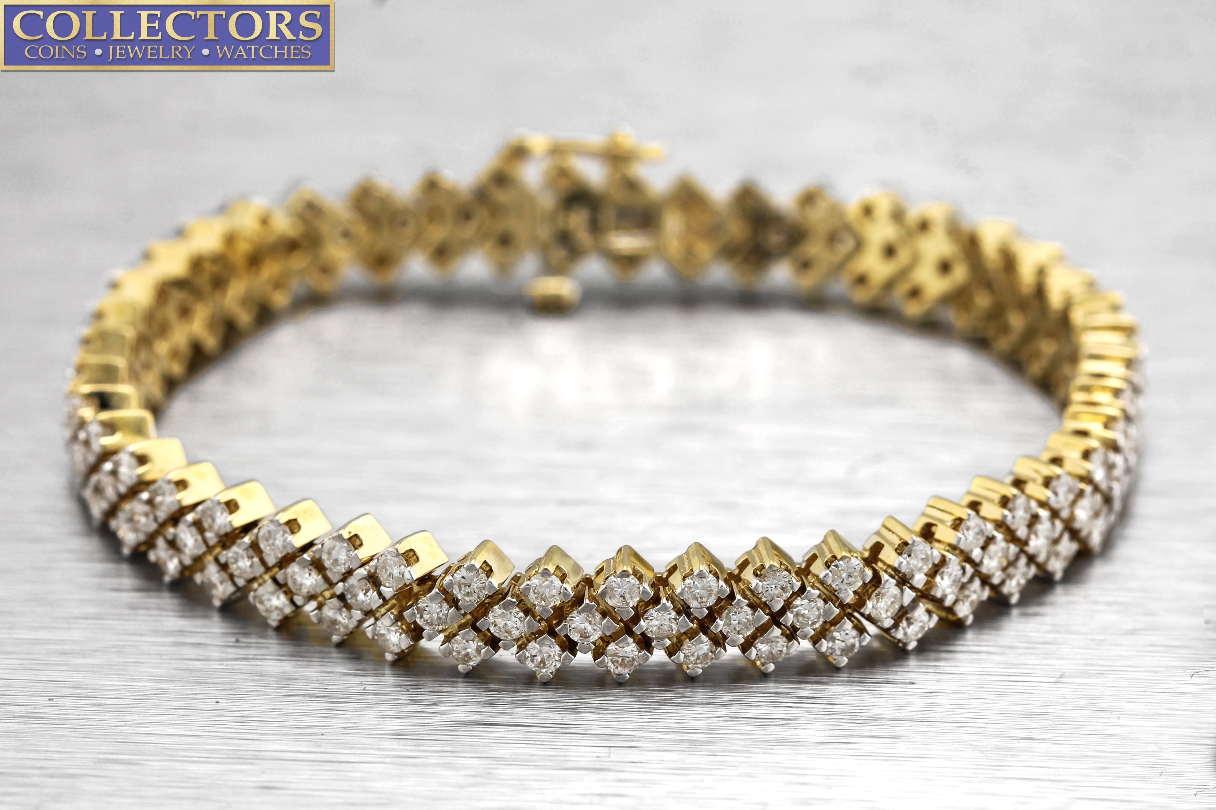 Exquisite Ladies Estate 14K Yellow Gold 6 CT Diamond 7.00" Tennis Bracelet