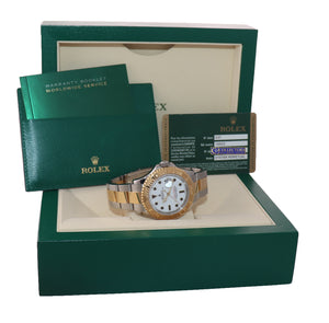 2007 PAPERS Rolex 16623 Two Tone Gold Steel Yachtmaster White Sapphire Watch Box