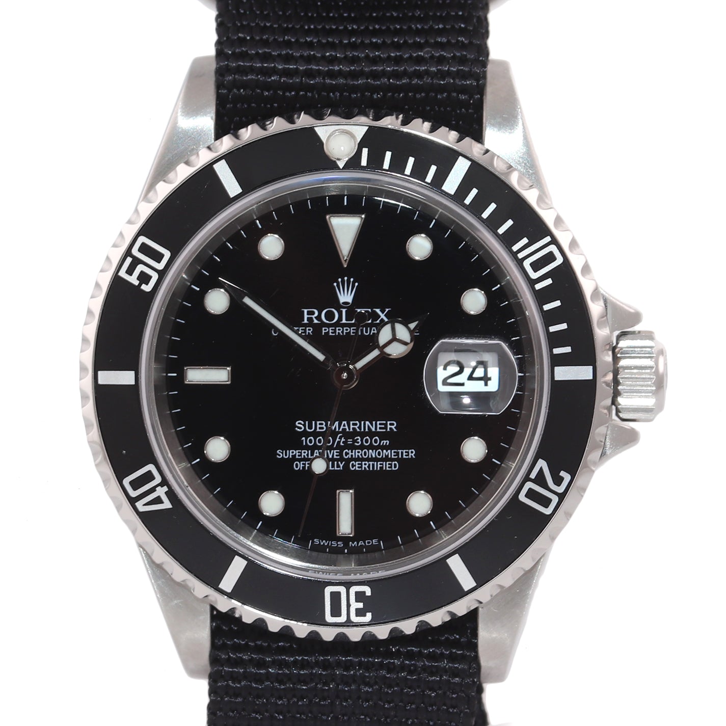 2007 MINT Rolex Submariner Date 16610 Stainless Steel Black NATO 40mm Dive Watch