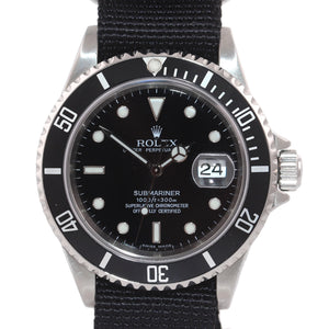 2007 Rolex Submariner Date 16610 Stainless Steel Black NATO 40mm Dive Watch