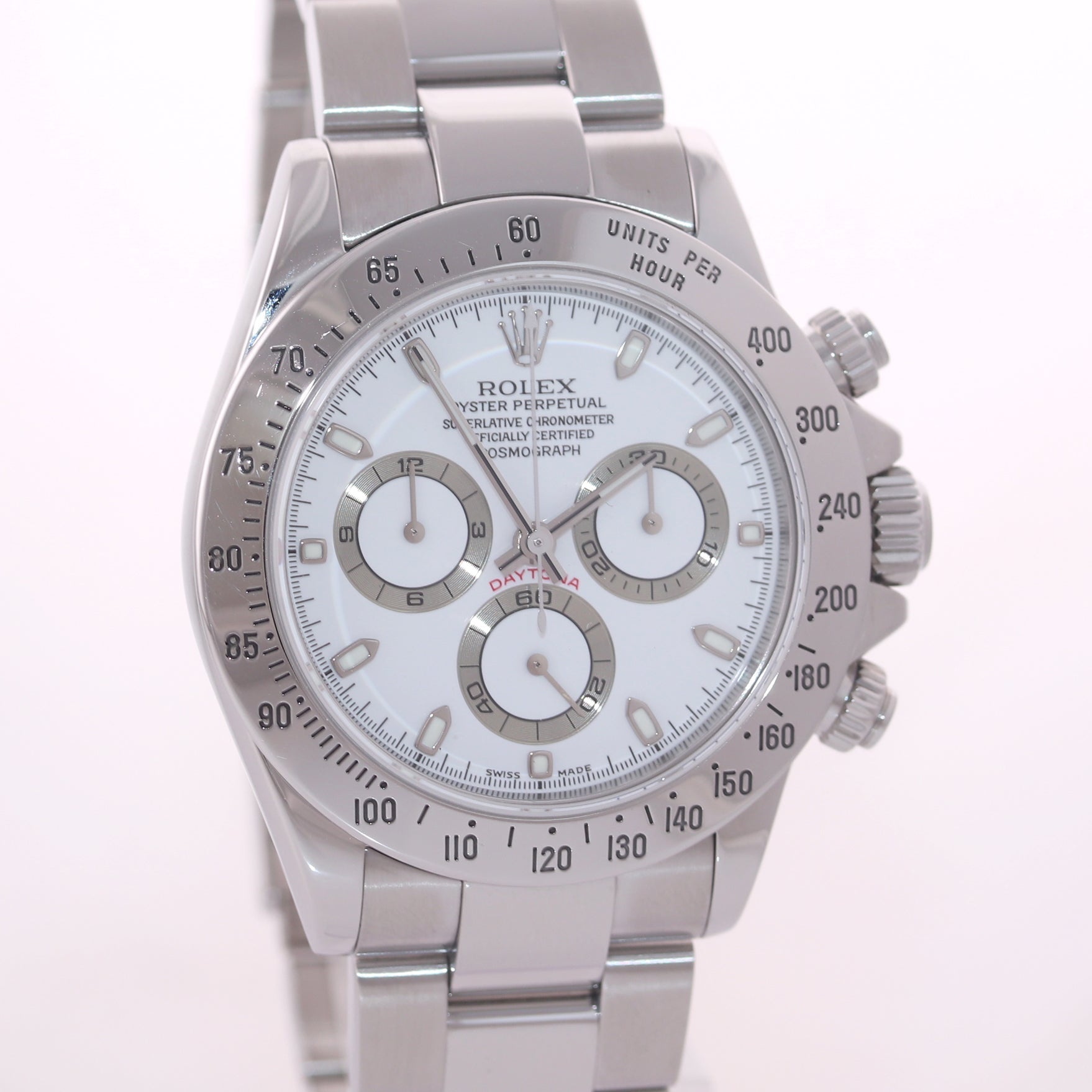 2004 Rolex Daytona 116520 White Dial Steel 40mm Chrono Watch Box