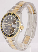 2001 Rolex GMT-Master II 16713 Two-Tone Black 18K Stainless Gold Oyster Watch